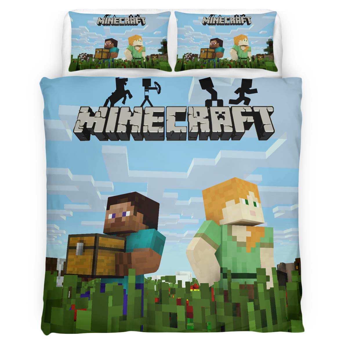 Minecraft Klassik Steve mit Alex Kinderbettwäsche – Bettwäsche