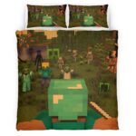 Minecraft Steve kämpft gegen die feindlichen Kräfte Kinderbettwäsche – Bettwäsche