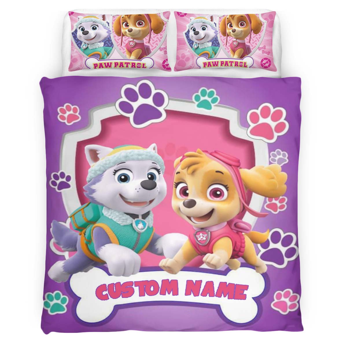 Paw Patrol Everest und Skye Personalisiert Kinderbettwäsche – Bettwäsche
