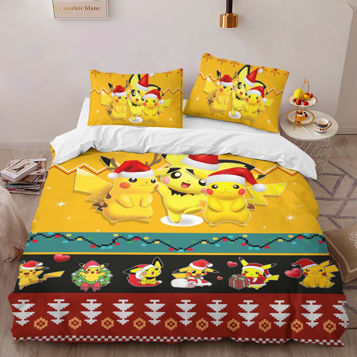 Pikachu Pokemon Frohe Weihnachten Kinderbettwäsche – Bettwäsche – Bild 2