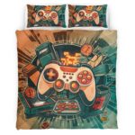 Retro Vintage Control Gaming Kinderbettwäsche – Bettwäsche