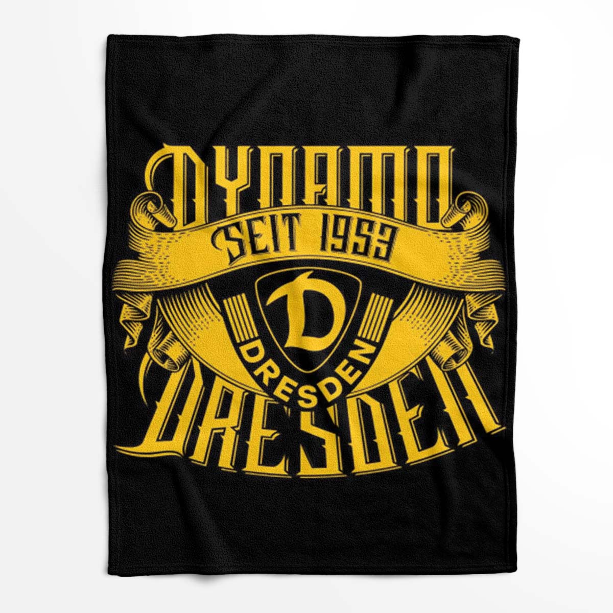 SG Dynamo Dresden gelb schwarz auf schwarzem Hintergrund Fleecedecke - Decke – Bild 2