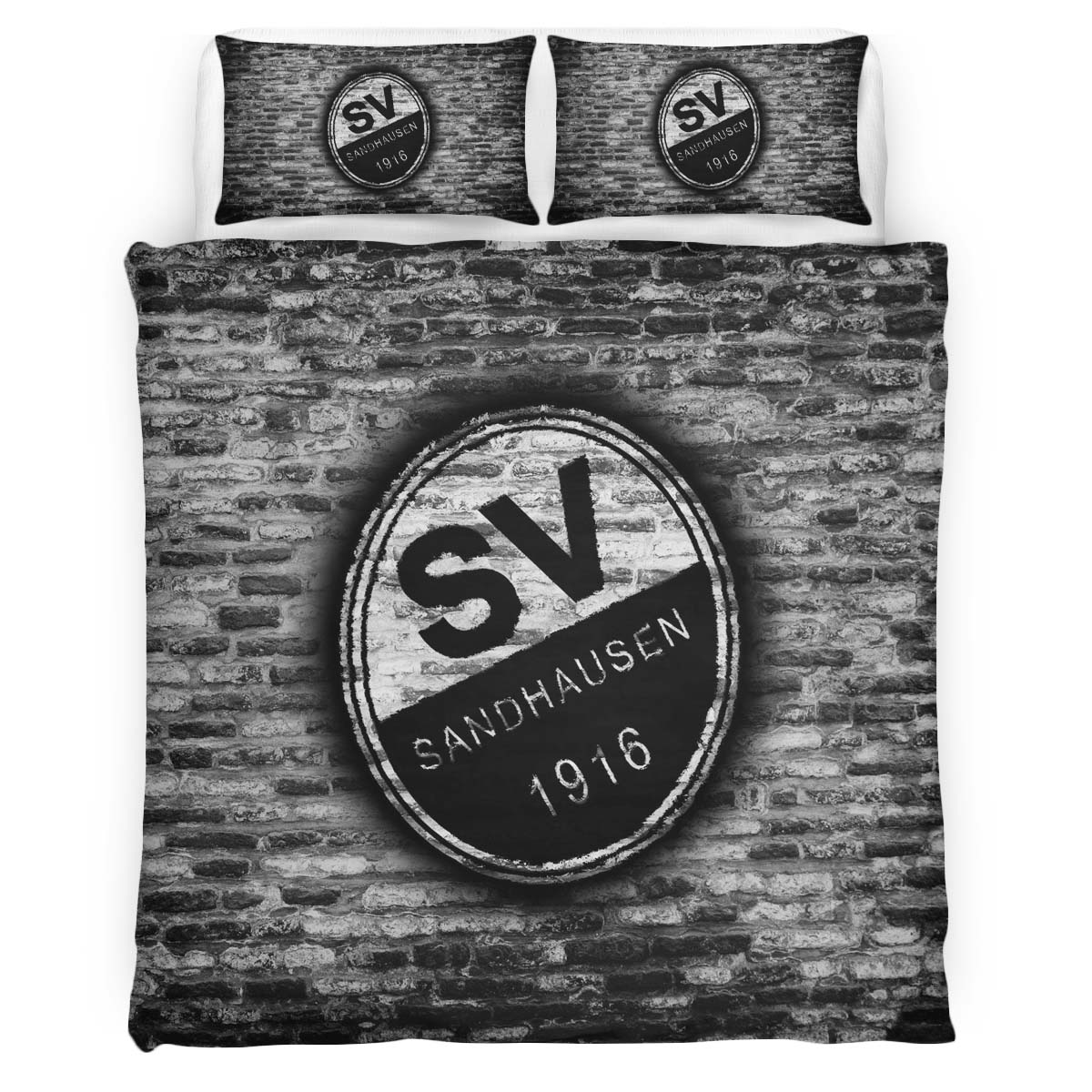 SV Sandhausen black white brick wall Kinderbettwäsche - Bettwäsche – Bild 2