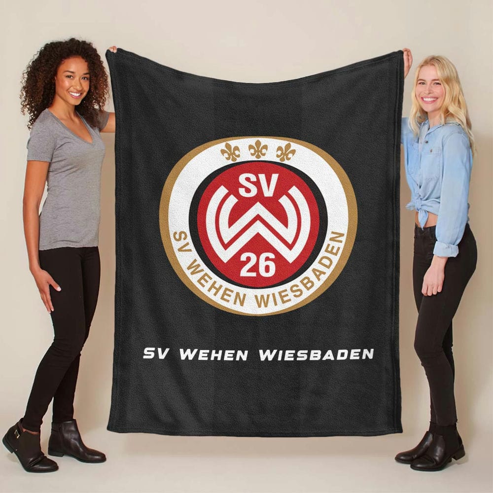 SV Wehen Wiesbaden schwarzer Hintergrund Fleecedecke - Decke