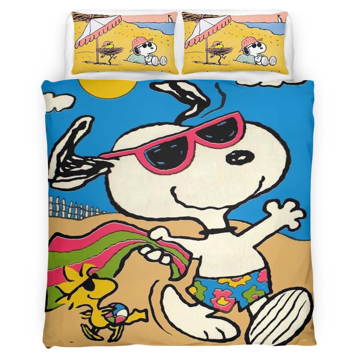 Snoopy und Woodstock Sommerspaß Kinderbettwäsche – Bettwäsche