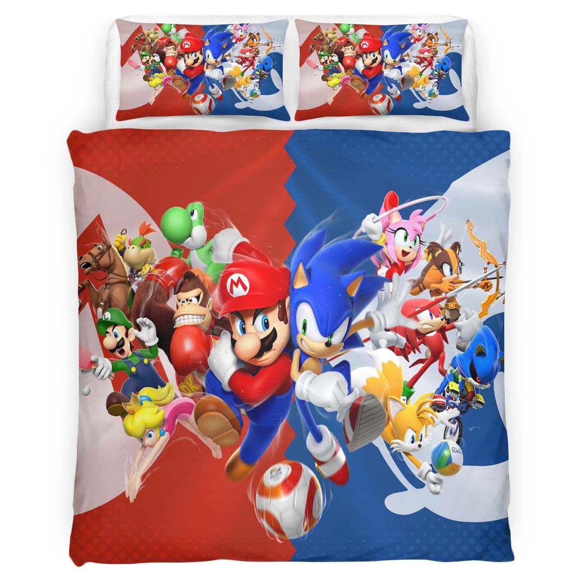 Super Mario und Sonic Nintendo Charaktere 2 Kinderbettwäsche – Bettwäsche