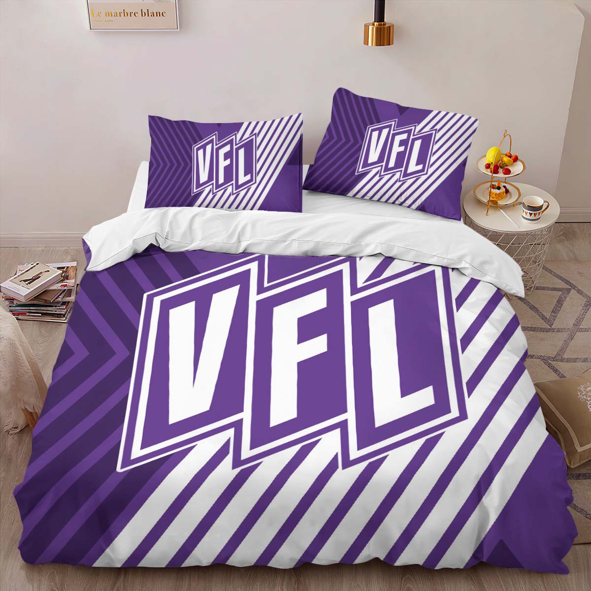 VFL osnabruck purple white lines background Kinderbettwäsche - Bettwäsche