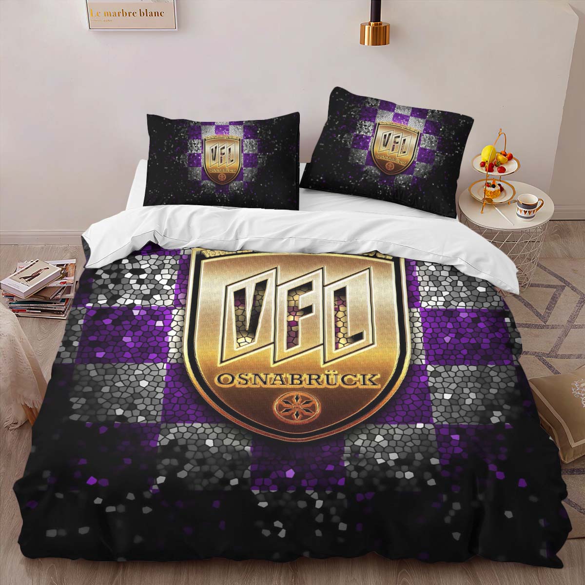 VFL osnabruck violet white checkered Kinderbettwäsche - Bettwäsche