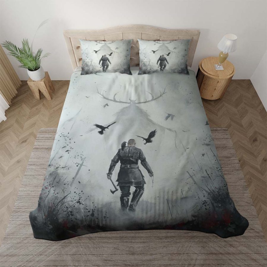 Vögel Wikinger Axt Kreuz Hörner Schwert Ragnar Lodbrok Kinderbettwäsche - Bettwäsche – Bild 5