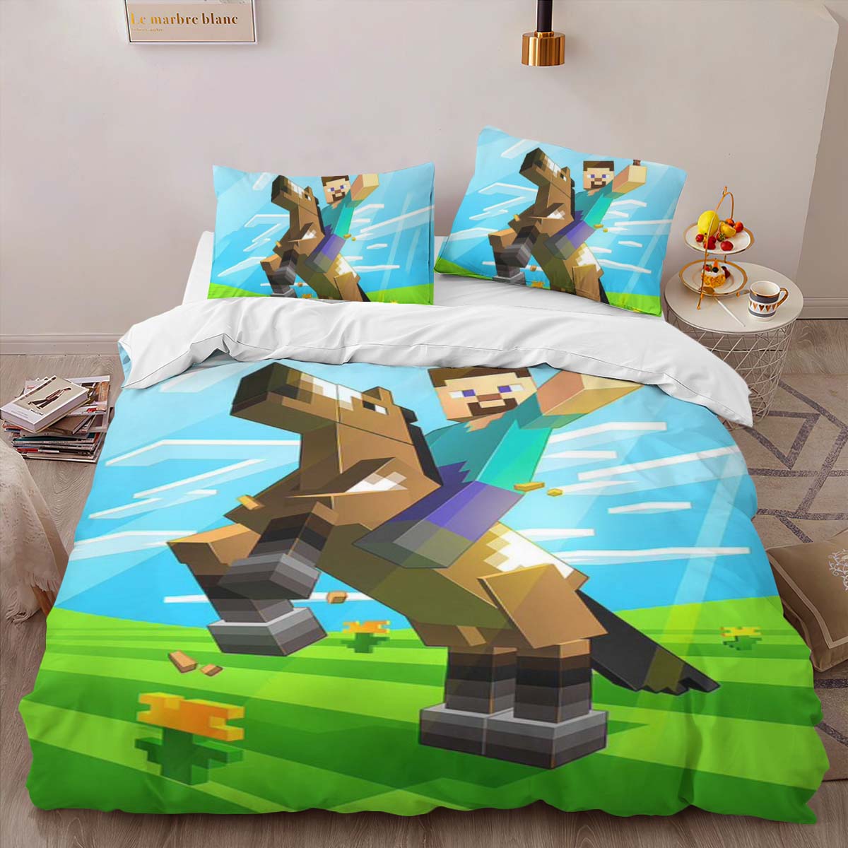 Herobrine Minecraft Charakter auf Pferd Kinderbettwäsche – Bettwäsche – Bild 2