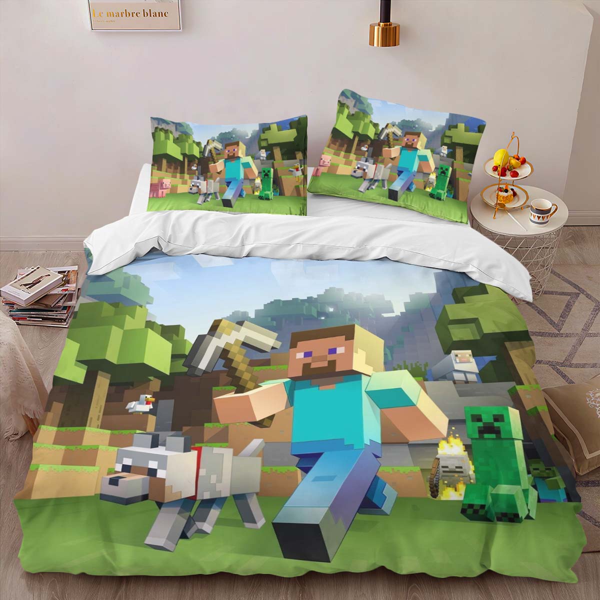 Minecraft Alle Charaktere Steve und Creeper Kinderbettwäsche – Bettwäsche – Bild 2