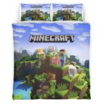 Minecraft Alle Charaktere Steve und Wolf Hund Kinderbettwäsche – Bettwäsche